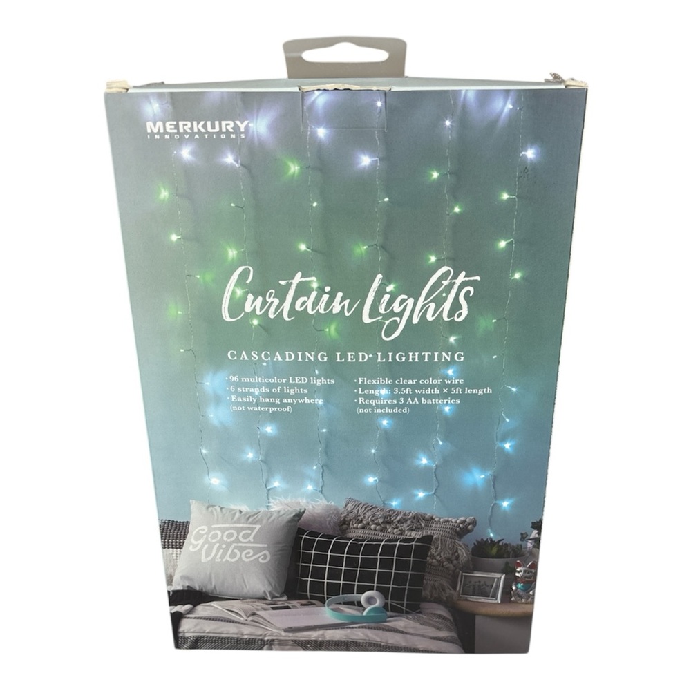 Curtain Lights Cascading Battery-Operated LED 96 LEDs  3.5 × 5 Ft - Picture 4 of 14